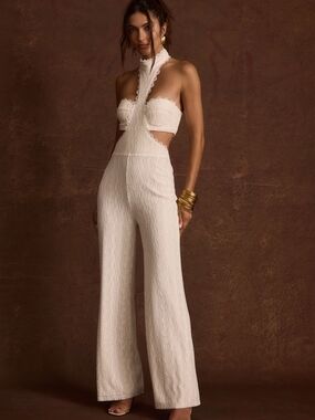 12th Tribe Princesa White Lace Jumpsuit (L)